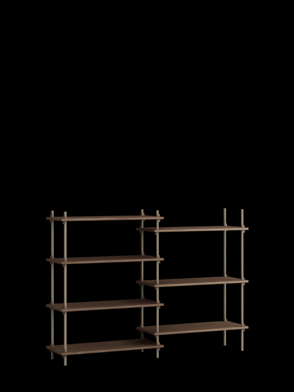 Customizable Moebe Shelving System in Smoked Oak & Warm Grey - 115cm High