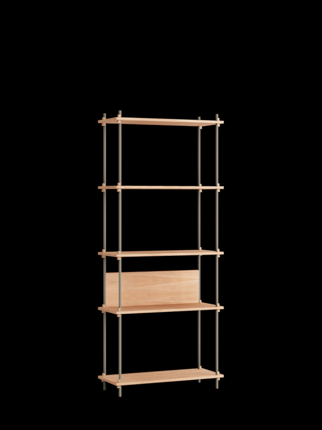 Customizable Moebe Shelving System in Oak & Warm Grey - 200cm Height