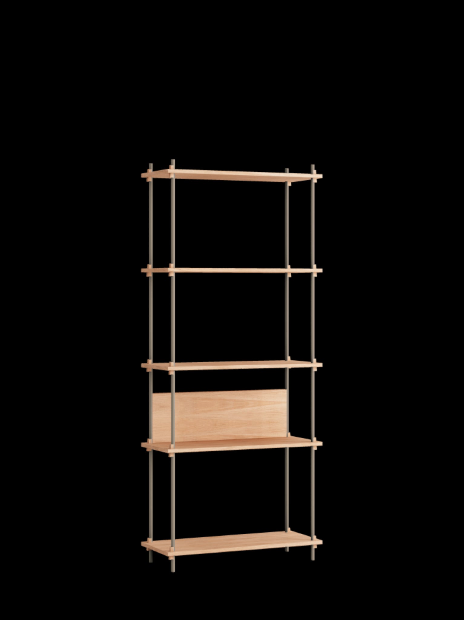 Customizable Moebe Shelving System in Oak & Warm Grey - 200cm Height
