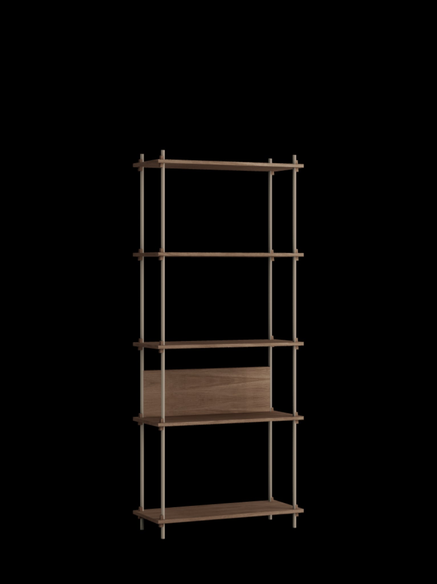 Customizable Moebe Shelving System in Smoked Oak & Warm Grey - 200cm High