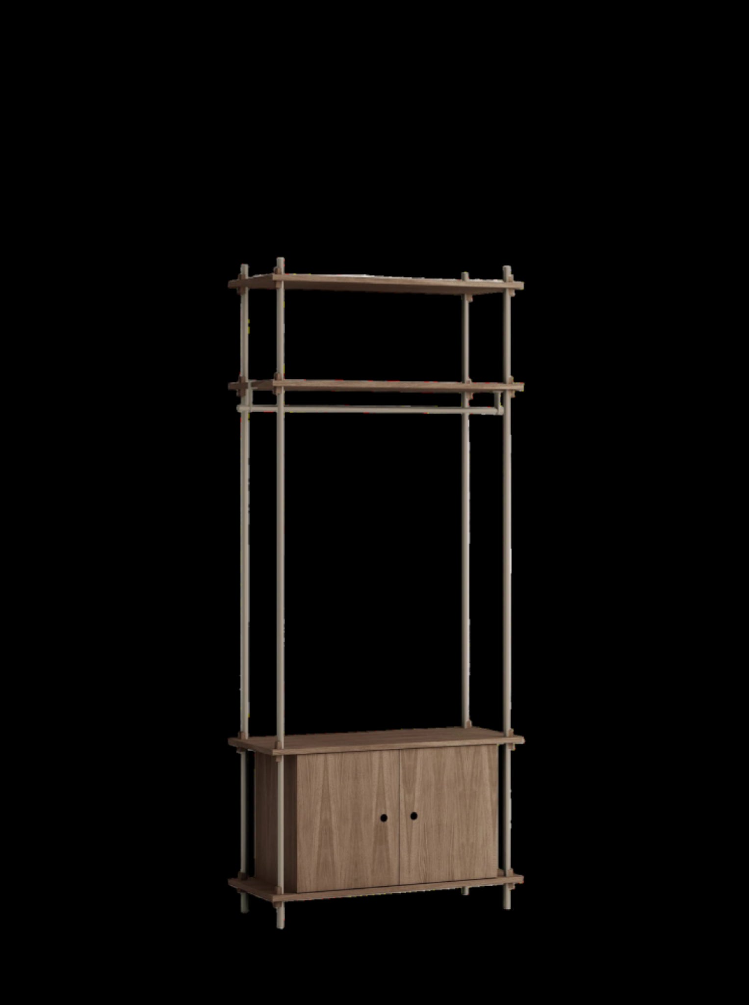 Customizable Moebe Shelving System in Smoked Oak & Warm Grey - 200cm High