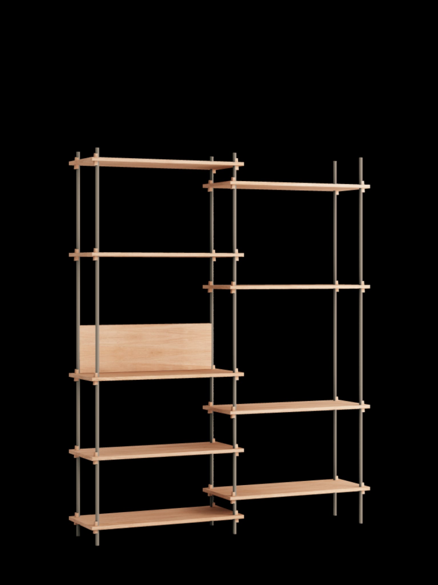 Customizable Moebe Shelving System in Oak & Warm Grey - 200cm Height