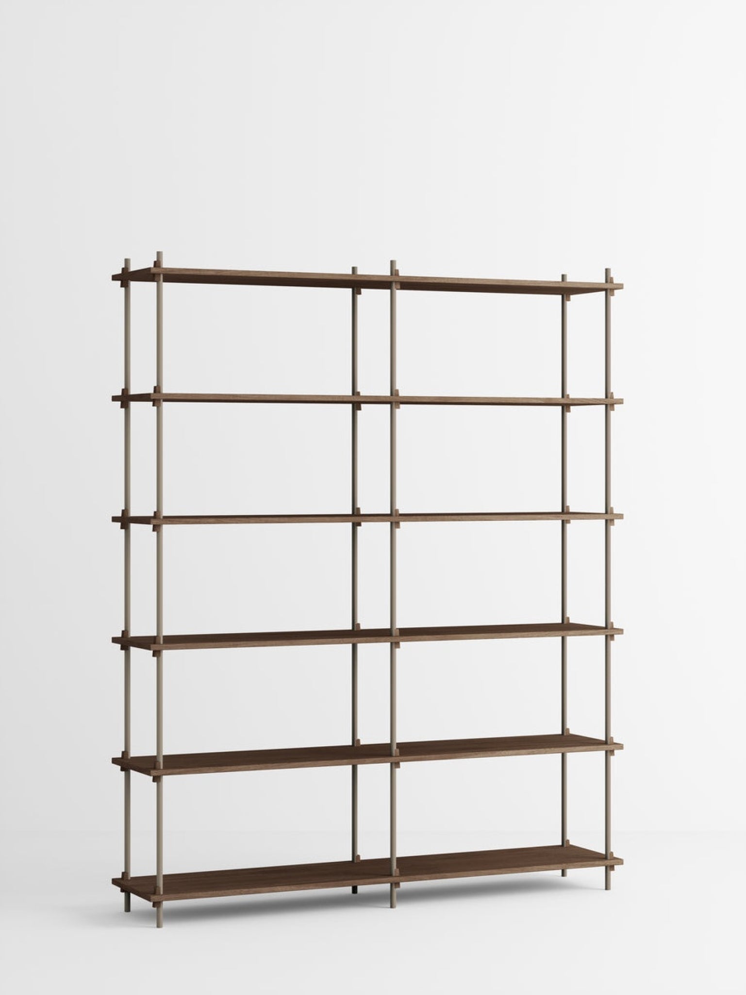 Customizable Moebe Shelving System in Smoked Oak & Warm Grey - 200cm High