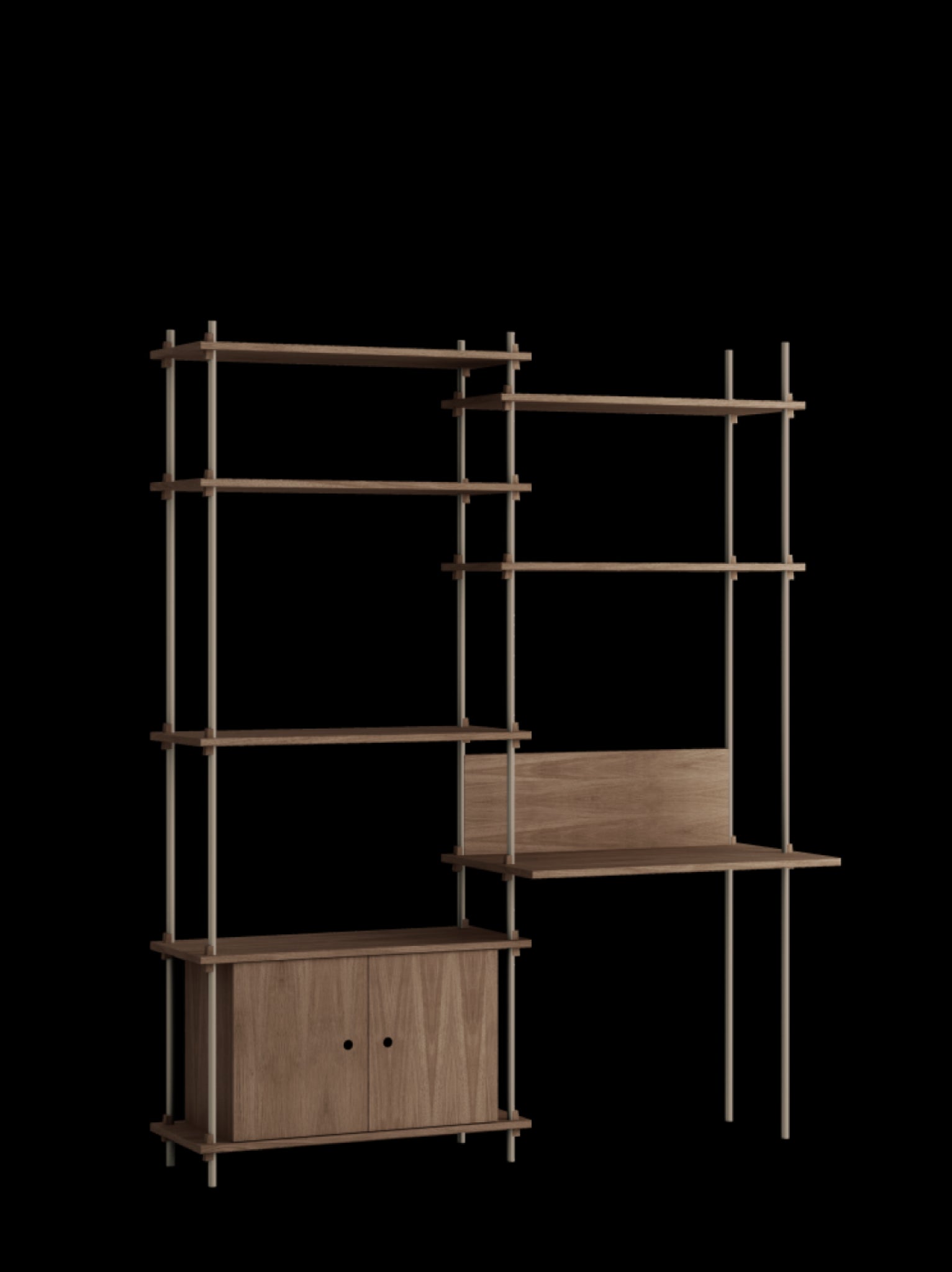 Customizable Moebe Shelving System in Smoked Oak & Warm Grey - 200cm High