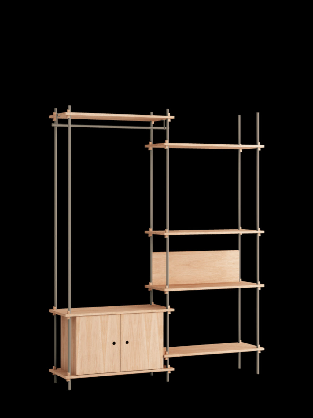 Customizable Moebe Shelving System in Oak & Warm Grey - 200cm Height