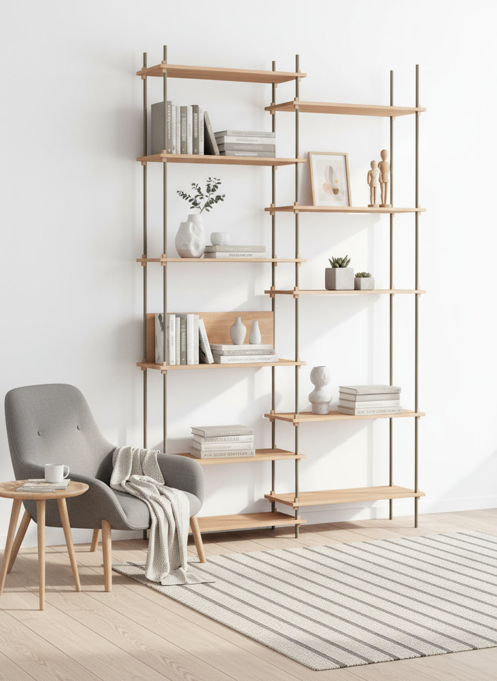 Customizable Moebe Shelving System in Oak/Warm Grey - Versatile Design