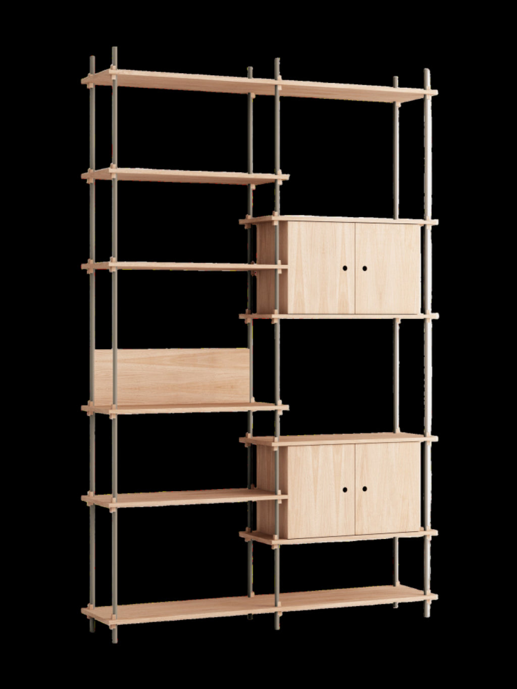 Customizable Moebe Shelving System in Oak/Warm Grey - Versatile Design