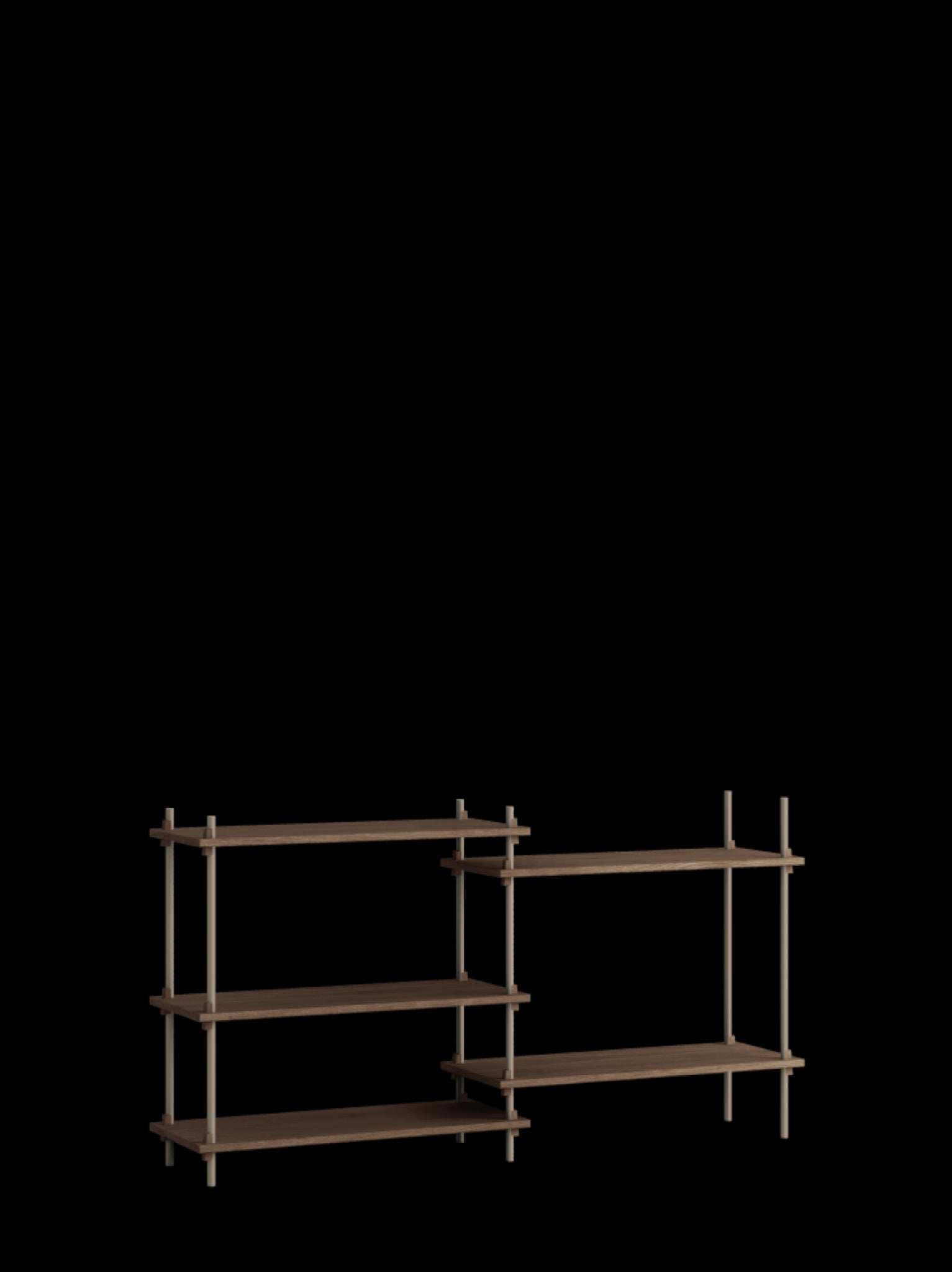 Customizable Moebe Shelving System in Smoked Oak & Warm Grey - 85cm High