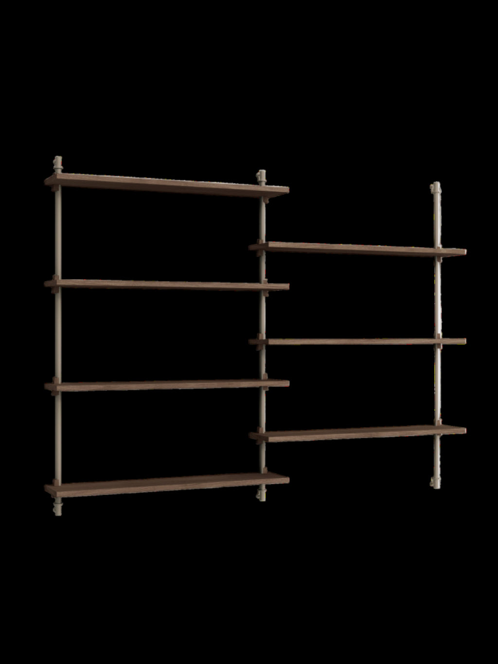 Moebe Wall Shelving WS.115.2: Smoked Oak & Warm Grey for Any Room
