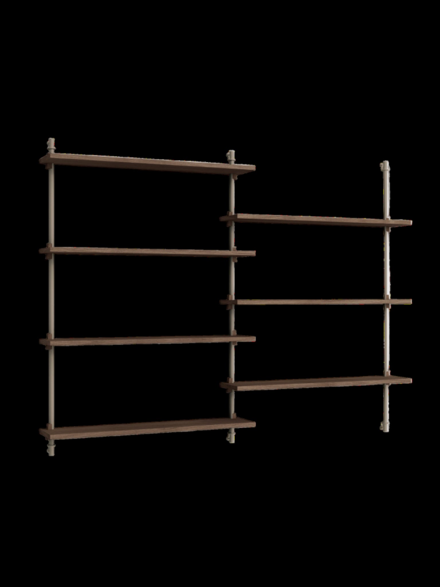 Moebe Wall Shelving WS.115.2: Smoked Oak & Warm Grey for Any Room