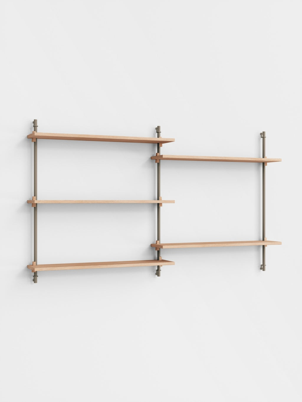 Adjustable Moebe Wall Shelving WS.85.2 in Oak/Warm Grey for Any Room