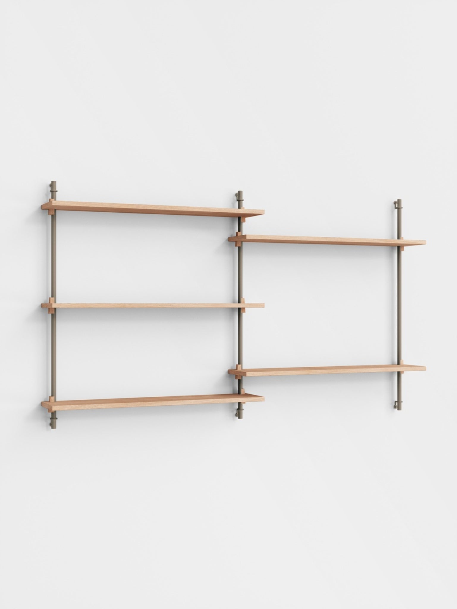 Adjustable Moebe Wall Shelving WS.85.2 in Oak/Warm Grey for Any Room