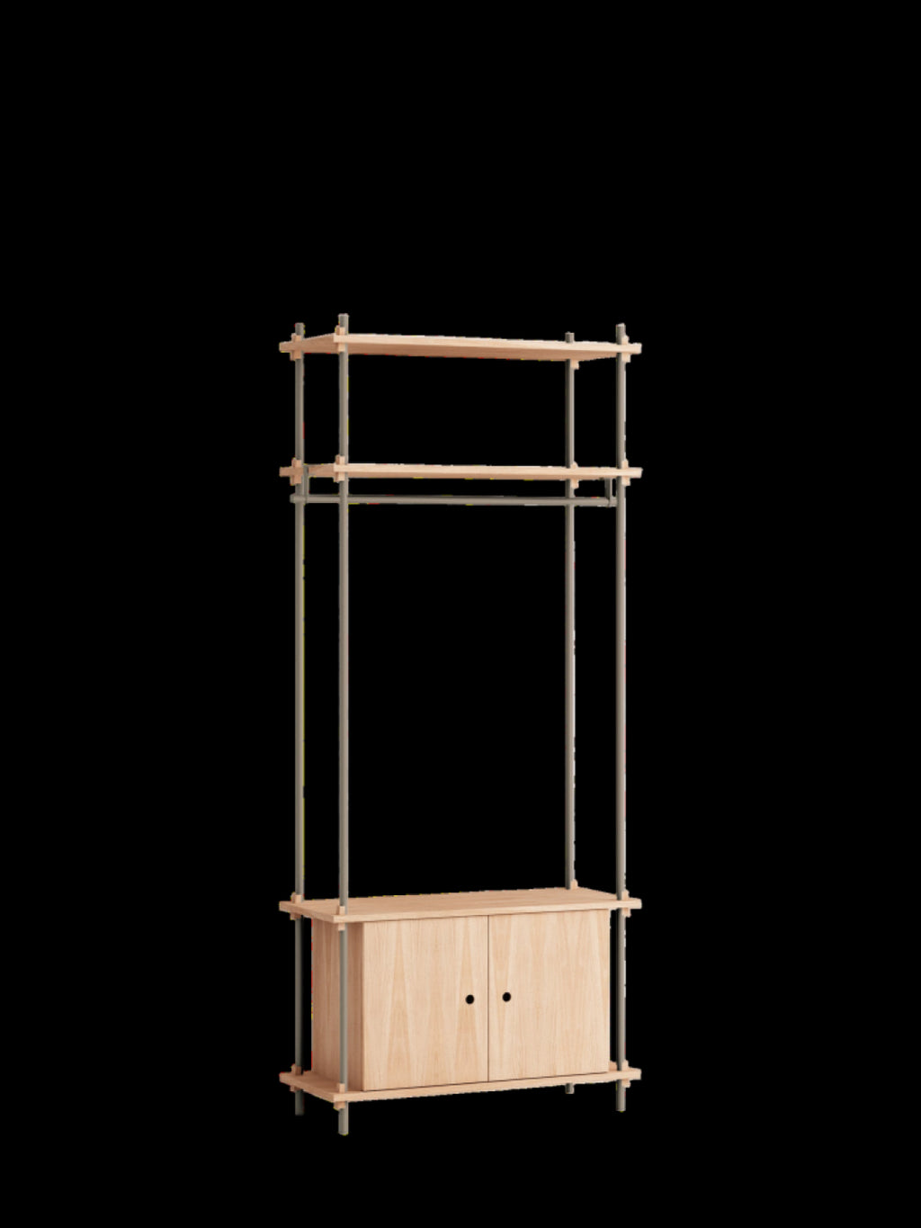 Customizable Moebe Shelving System in Oak/Warm Grey - 200cm Height