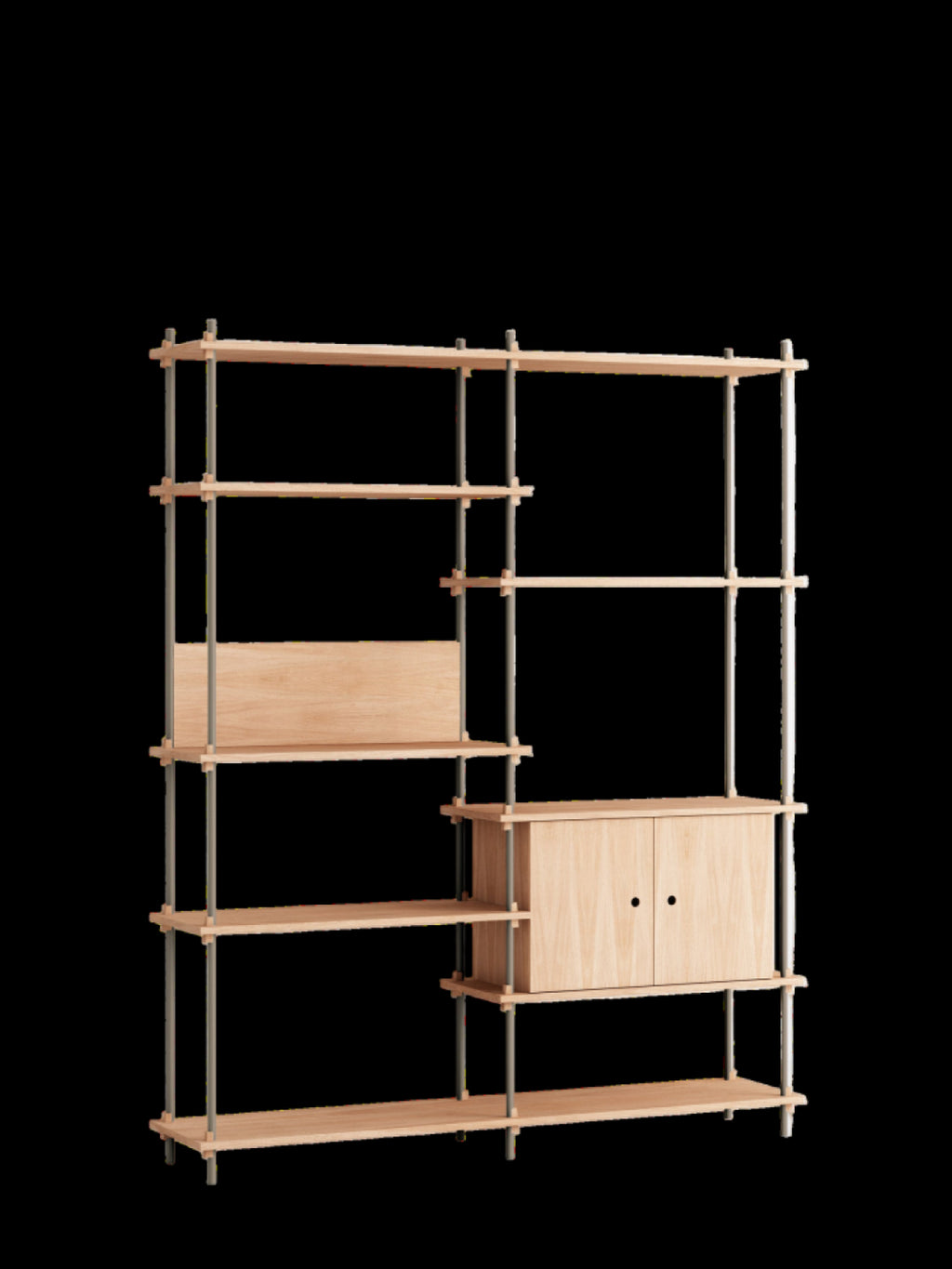 Customizable Moebe Shelving System in Oak & Warm Grey - Versatile Design