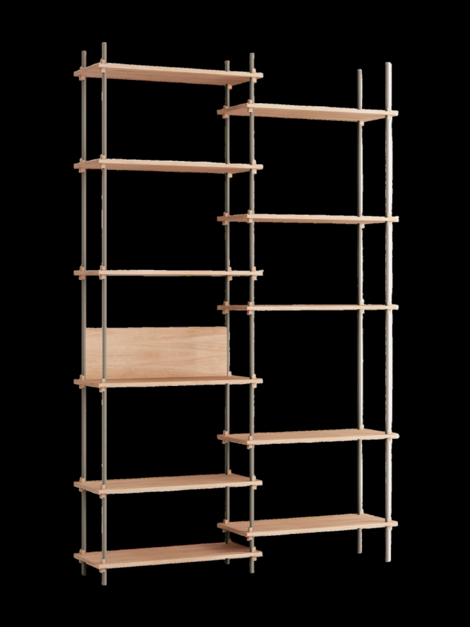 Customizable Moebe Shelving System in Oak/Warm Grey - Versatile Design