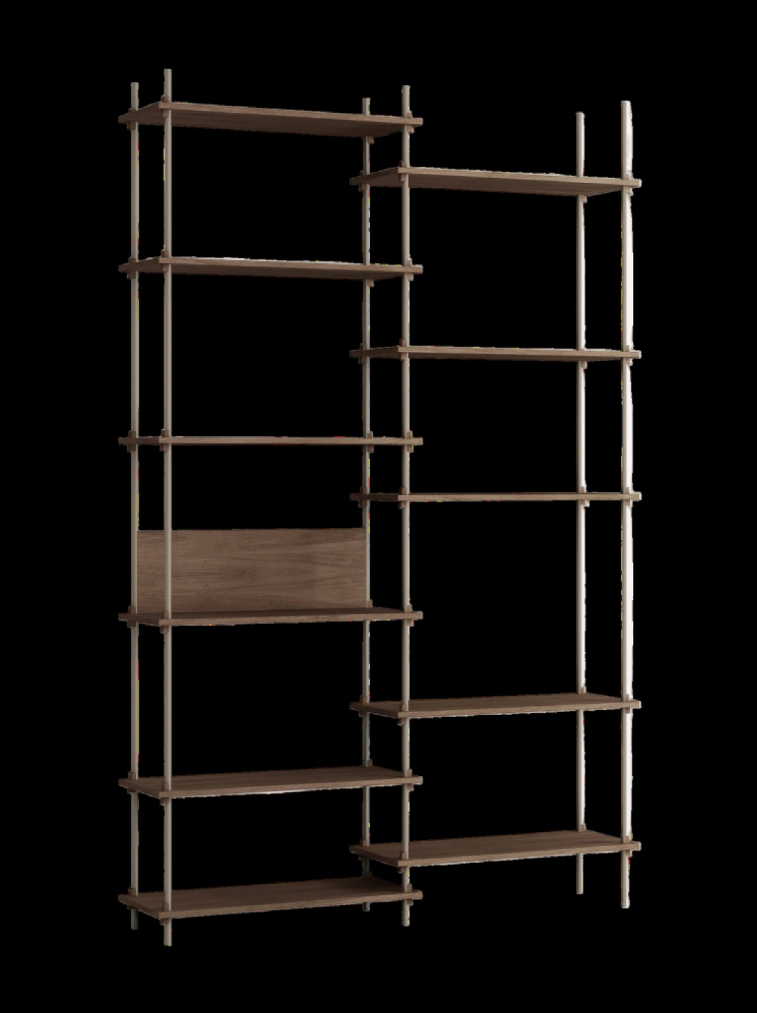 Customizable Moebe Shelving System in Smoked Oak & Warm Grey - 255cm High