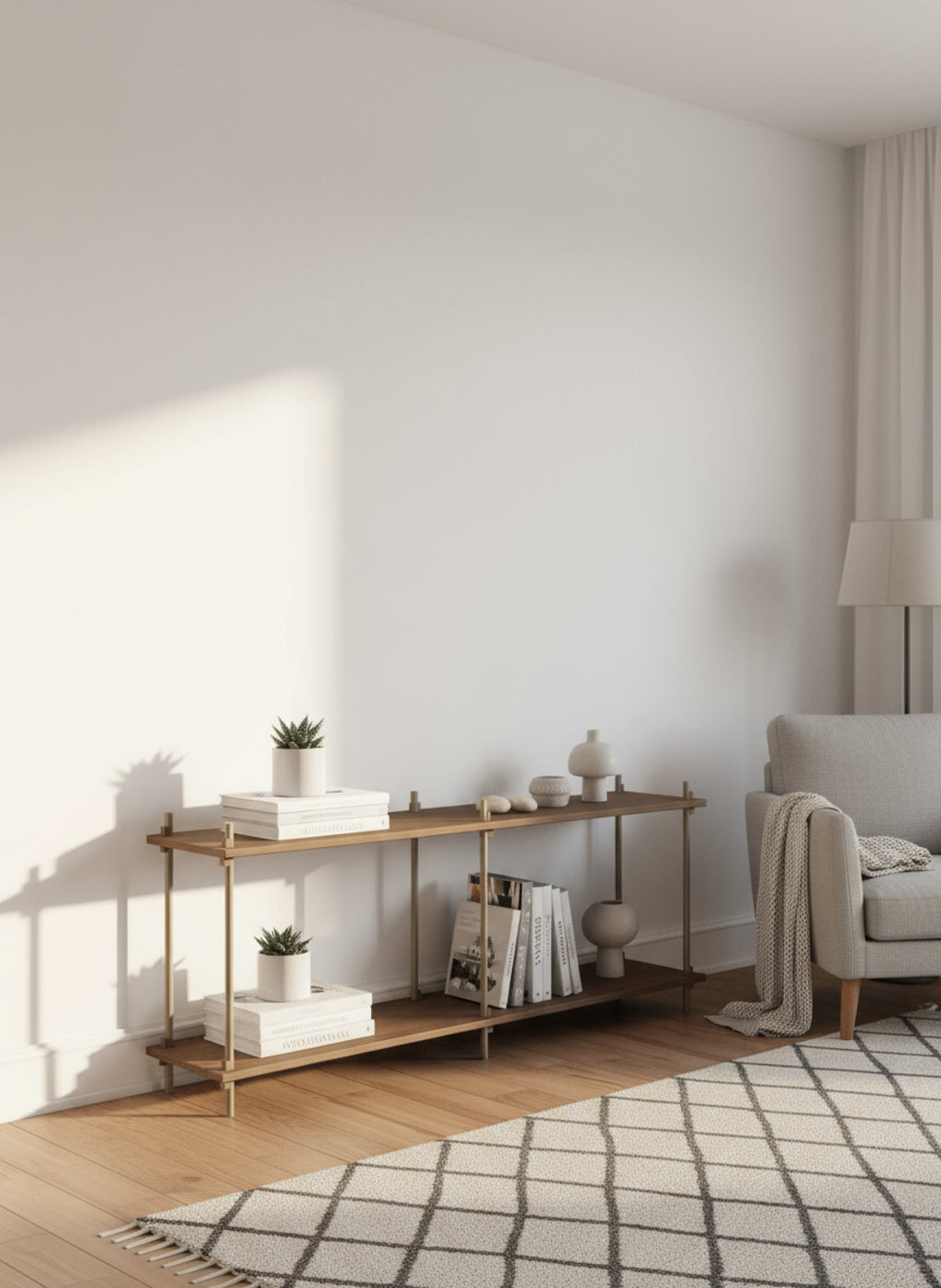 Customizable Moebe Shelving System in Smoked Oak & Warm Grey - 65cm High