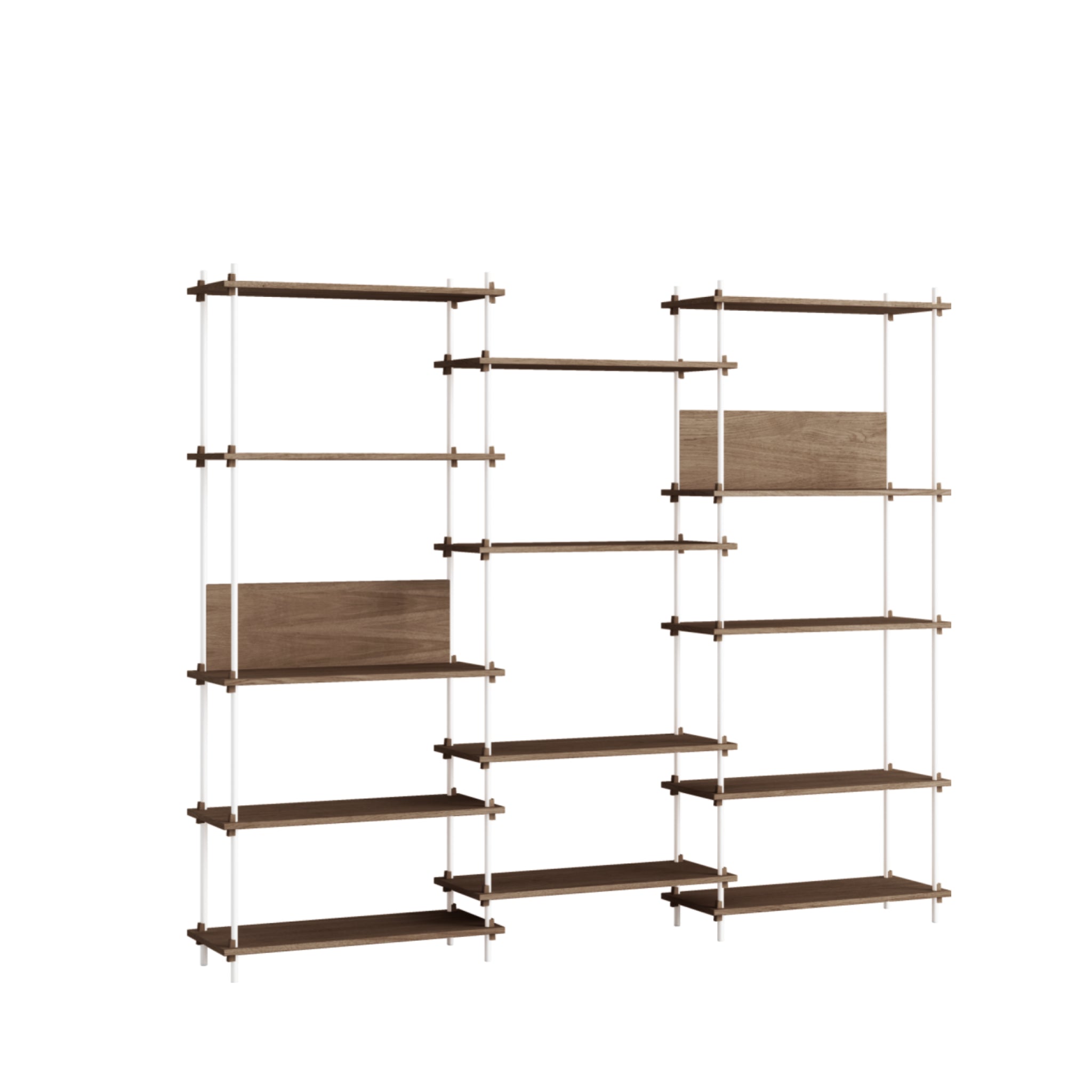Customizable Moebe Shelving System in Smoked Oak & White - Versatile Design