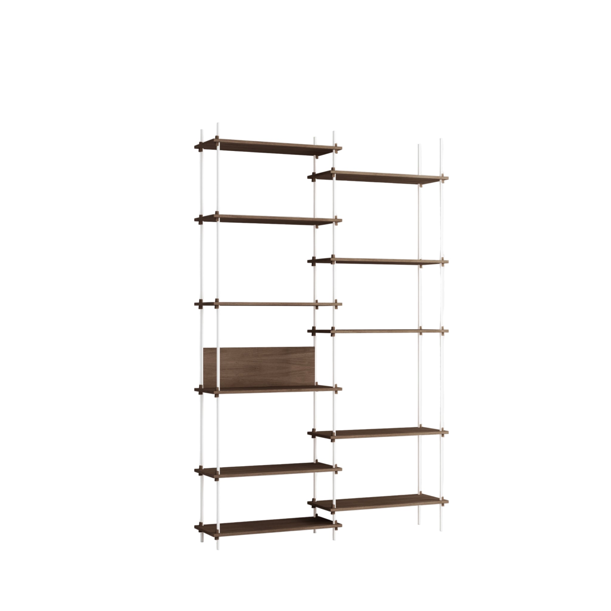 Customizable Moebe Shelving System in Smoked Oak & White - 255cm High