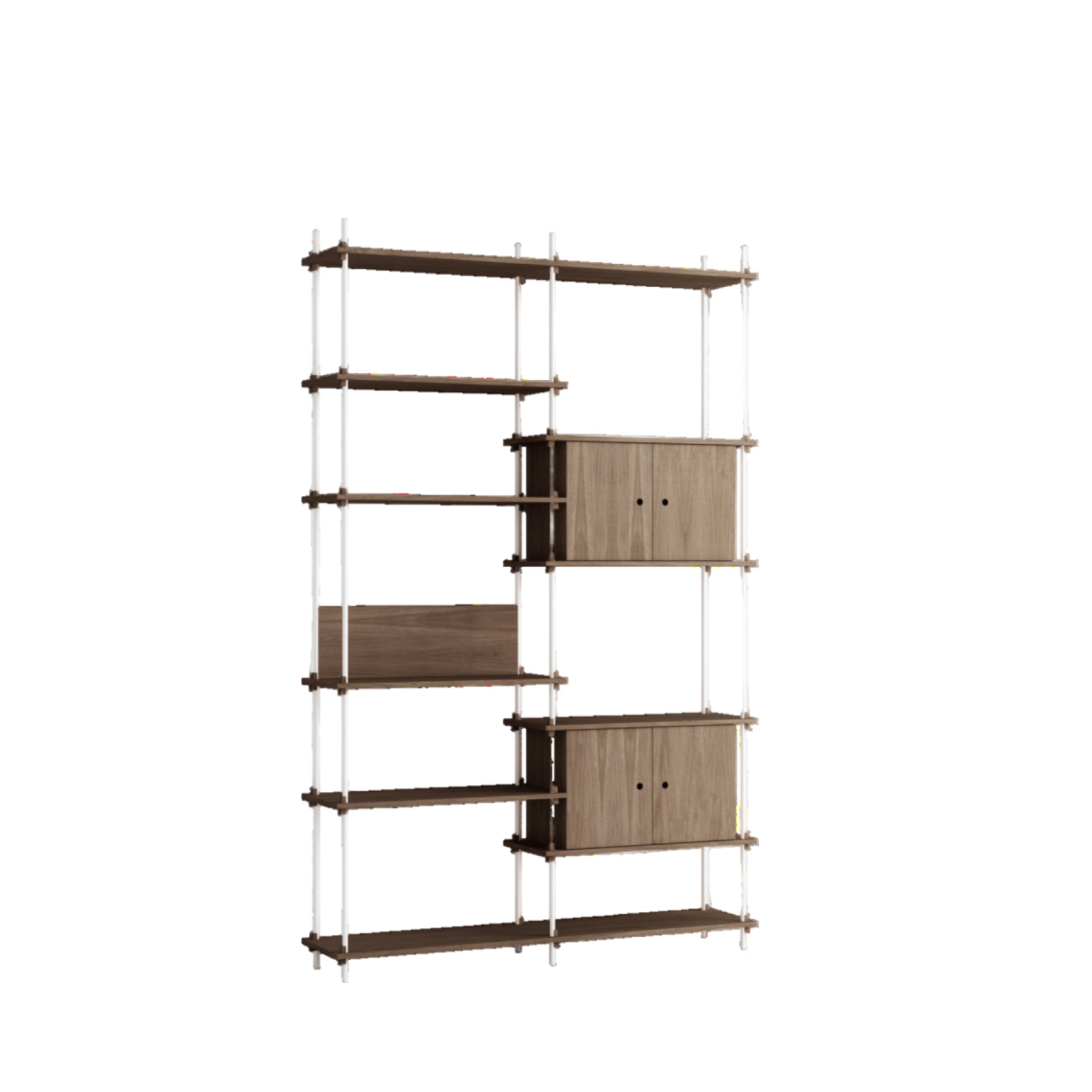 Customizable Moebe Shelving System in Smoked Oak & White - 255cm Height