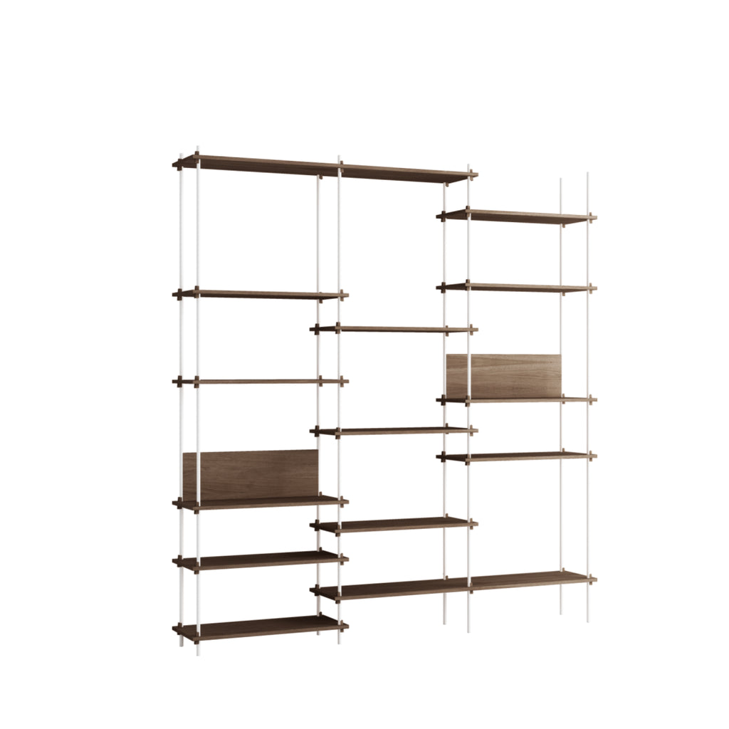 Customizable Moebe Shelving System in Smoked Oak & White - Versatile Design