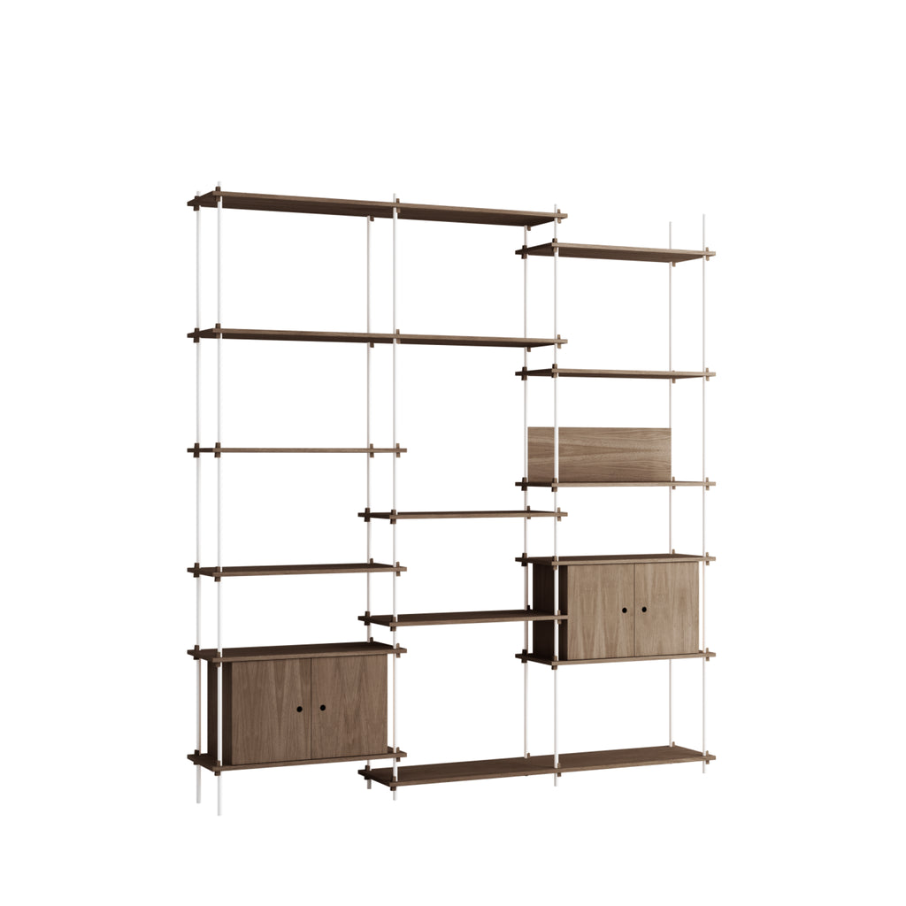 Customizable Moebe Shelving System in Smoked Oak & White - 255cm Height