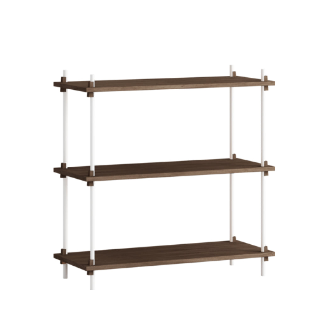Customizable Moebe Shelving System in Smoked Oak & White - 85x86x35 cm