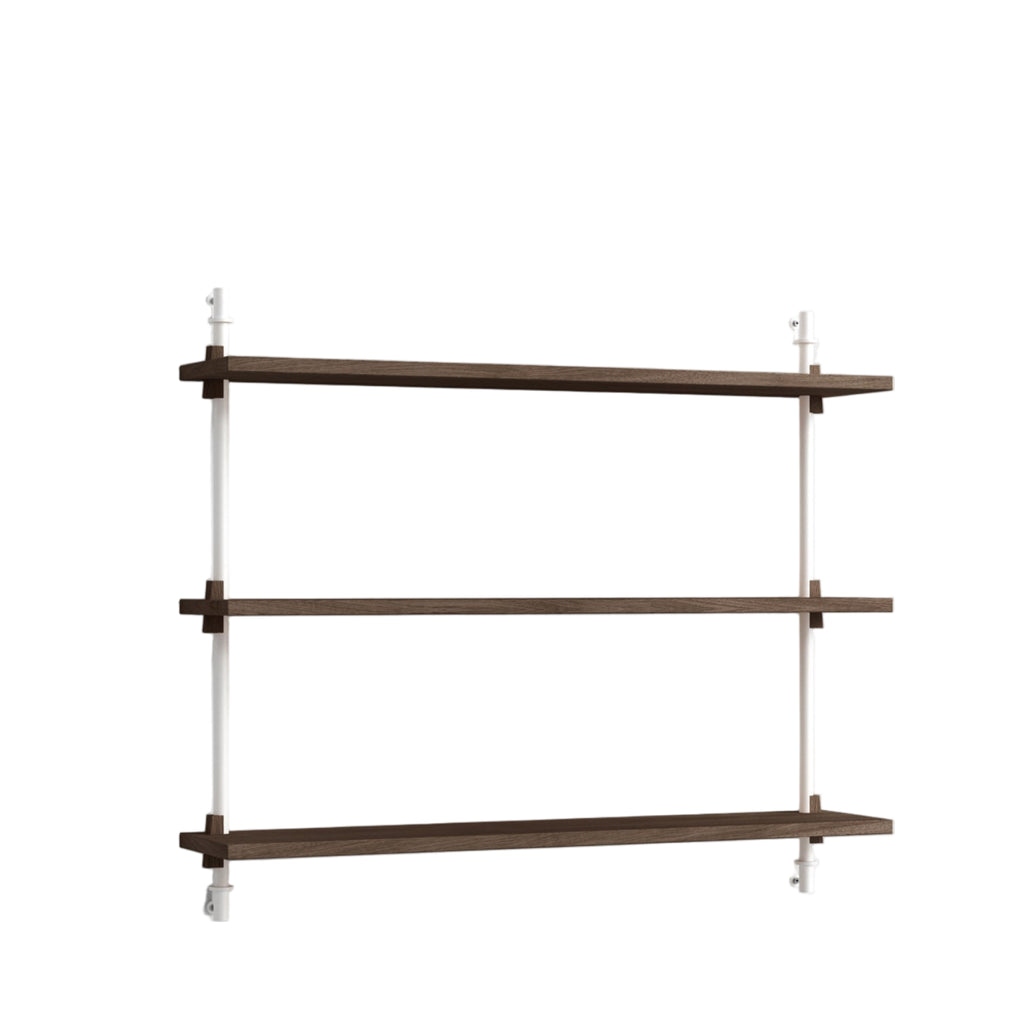 Adjustable Moebe Wall Shelving in Smoked Oak & White for Any Room