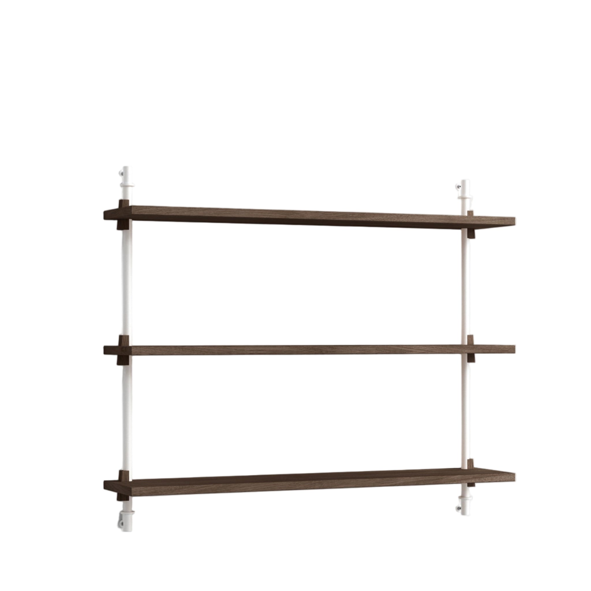 Adjustable Moebe Wall Shelving in Smoked Oak & White for Any Room