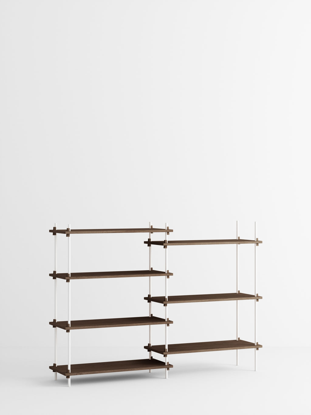 Customizable Moebe Shelving System in Smoked Oak & White - 115cm Height