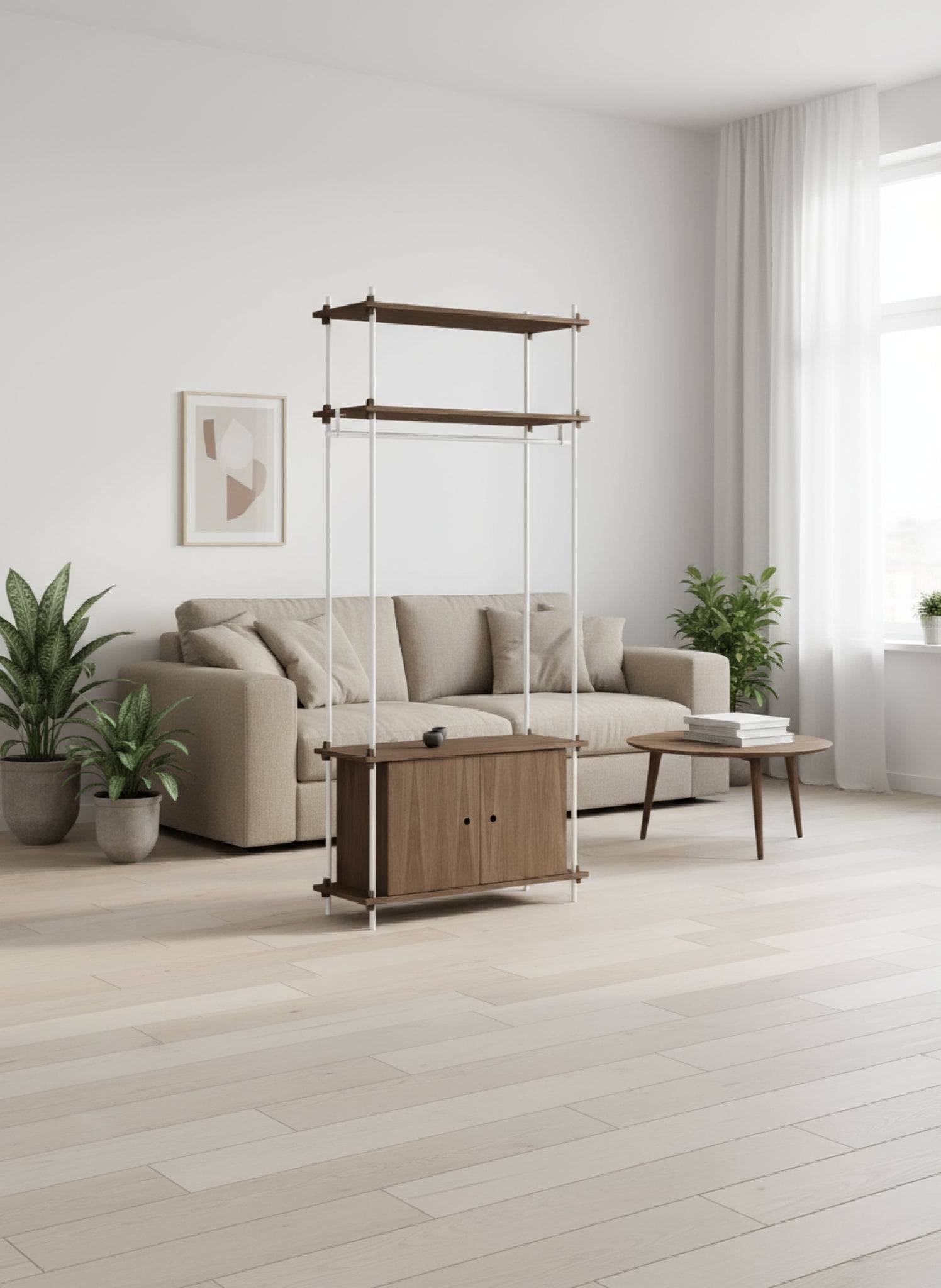 Customizable Moebe Shelving System in Smoked Oak & White - 200cm Height