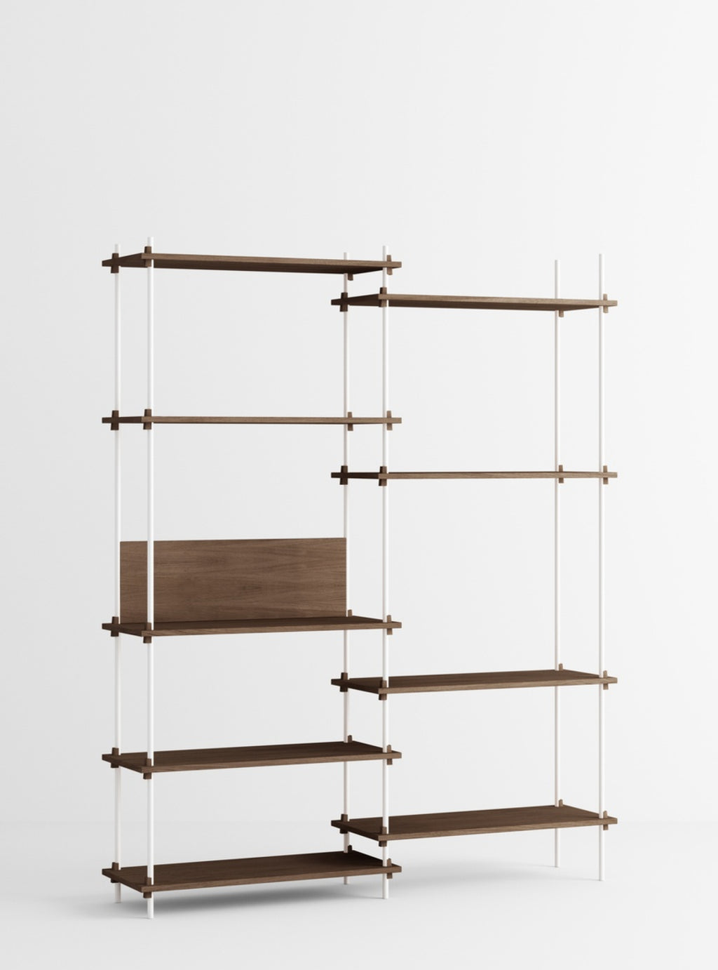 Customizable Moebe Shelving System in Smoked Oak & White - 200cm High