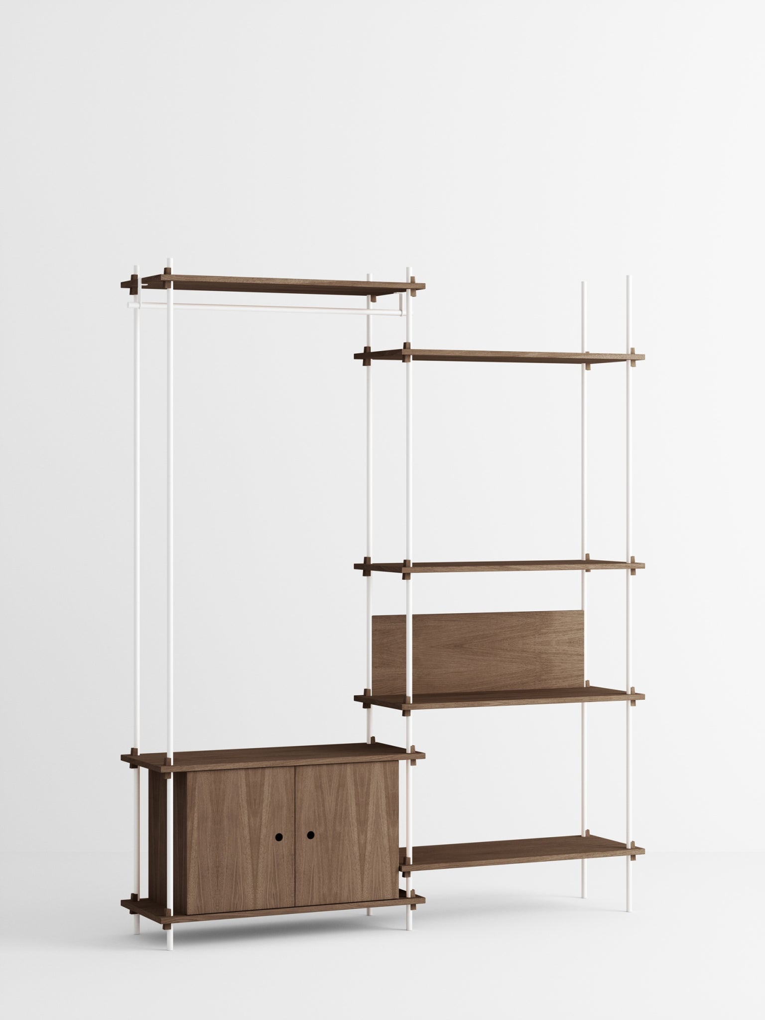 Customizable Moebe Shelving System in Smoked Oak & White - 200cm Height