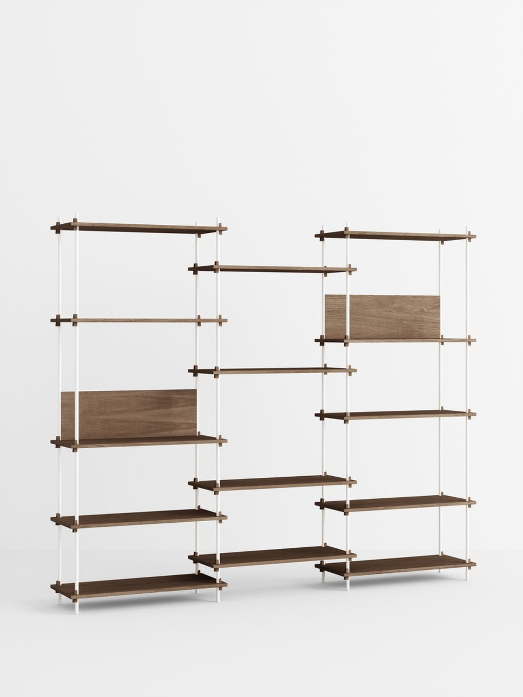 Customizable Moebe Shelving System in Smoked Oak & White - Versatile Design