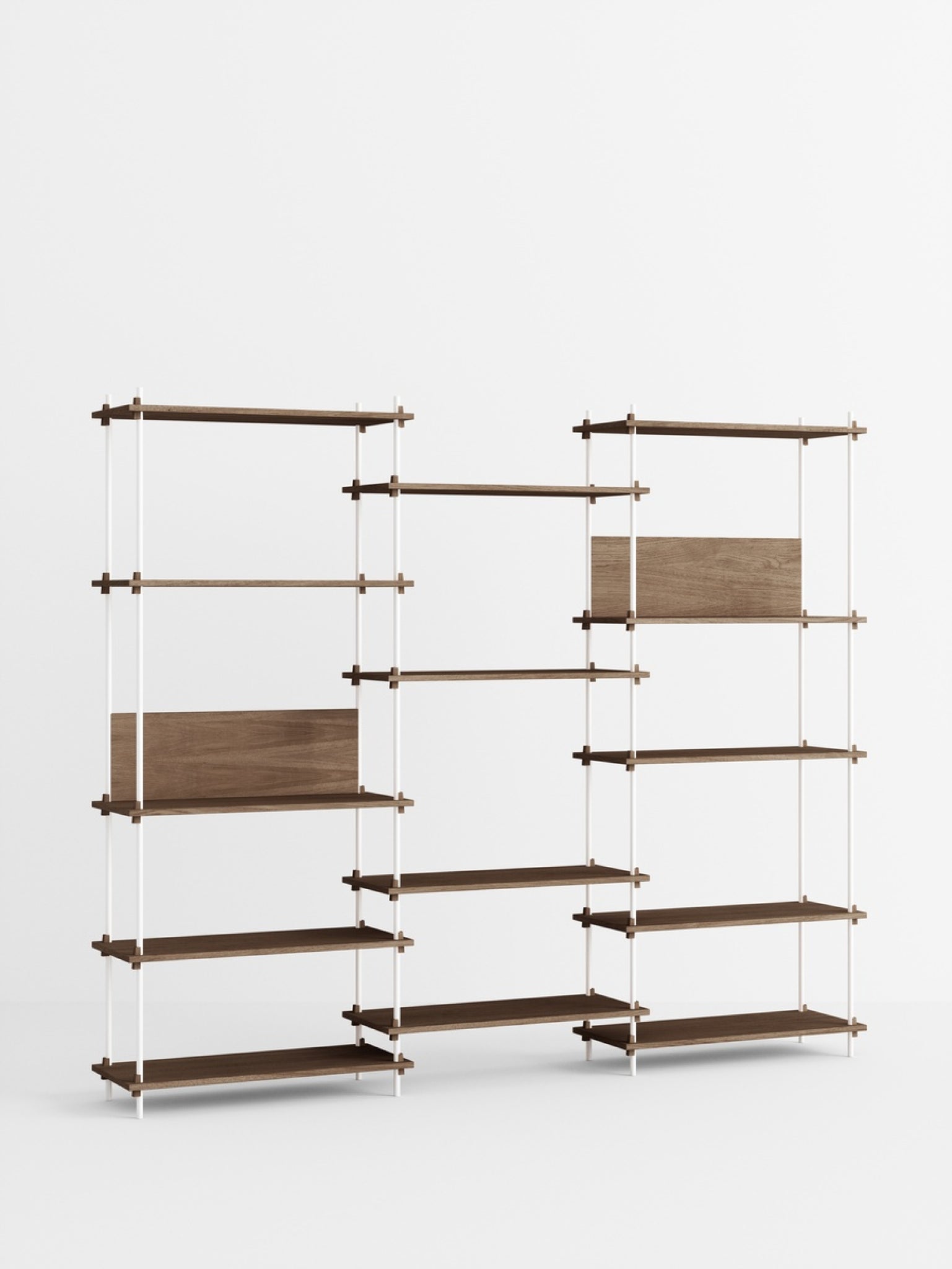Customizable Moebe Shelving System in Smoked Oak & White - Versatile Design