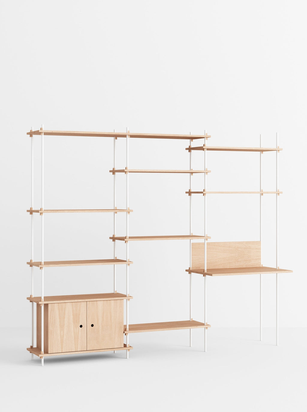 Customizable Moebe Shelving System S.200.3.D in Oak/White - Versatile Design