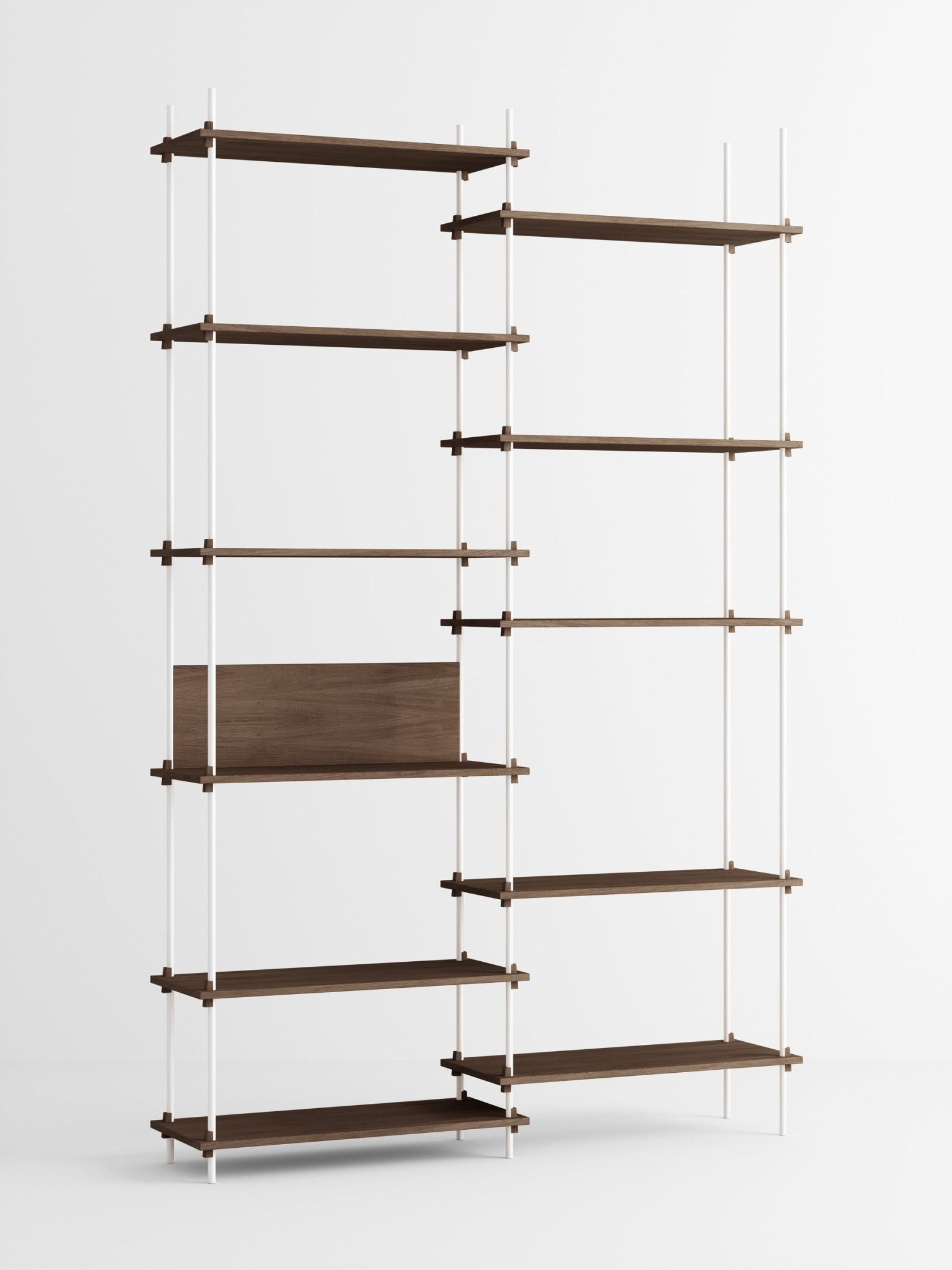 Customizable Moebe Shelving System in Smoked Oak & White - 255cm High