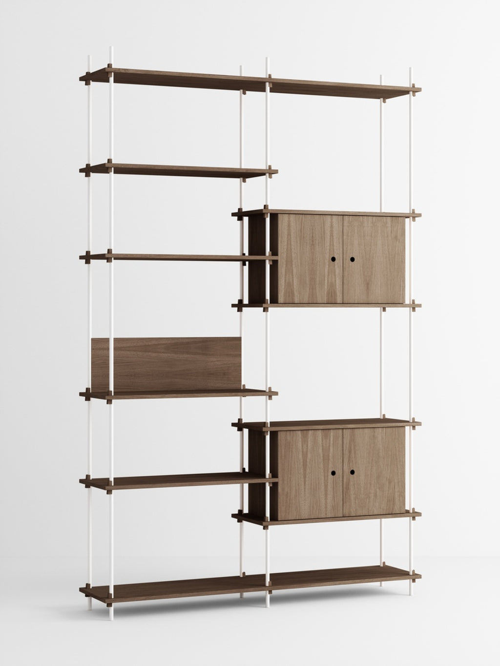 Customizable Moebe Shelving System in Smoked Oak & White - 255cm Height