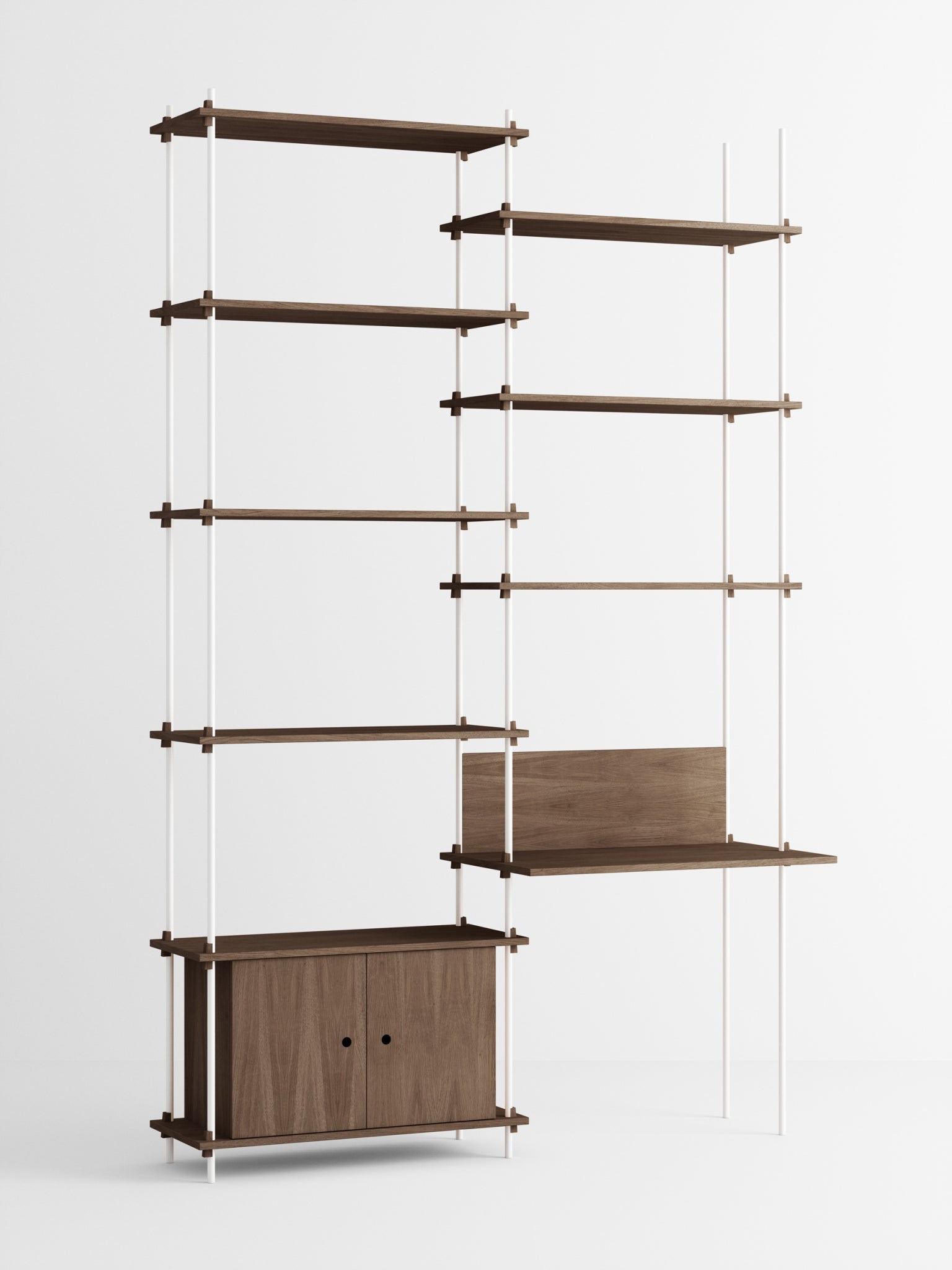 Customizable Moebe Shelving System in Smoked Oak & White - 255cm Height