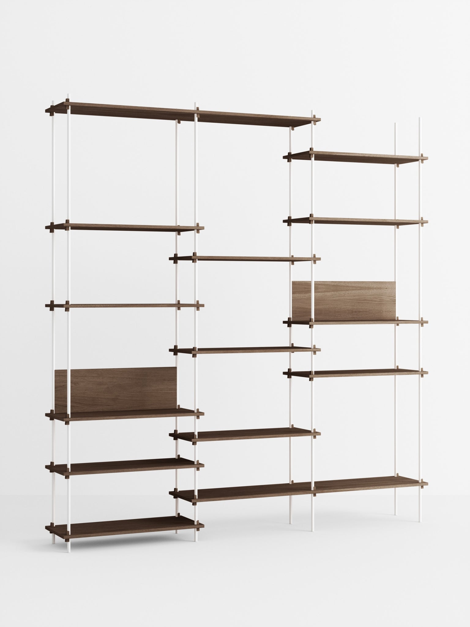 Customizable Moebe Shelving System in Smoked Oak & White - Versatile Design