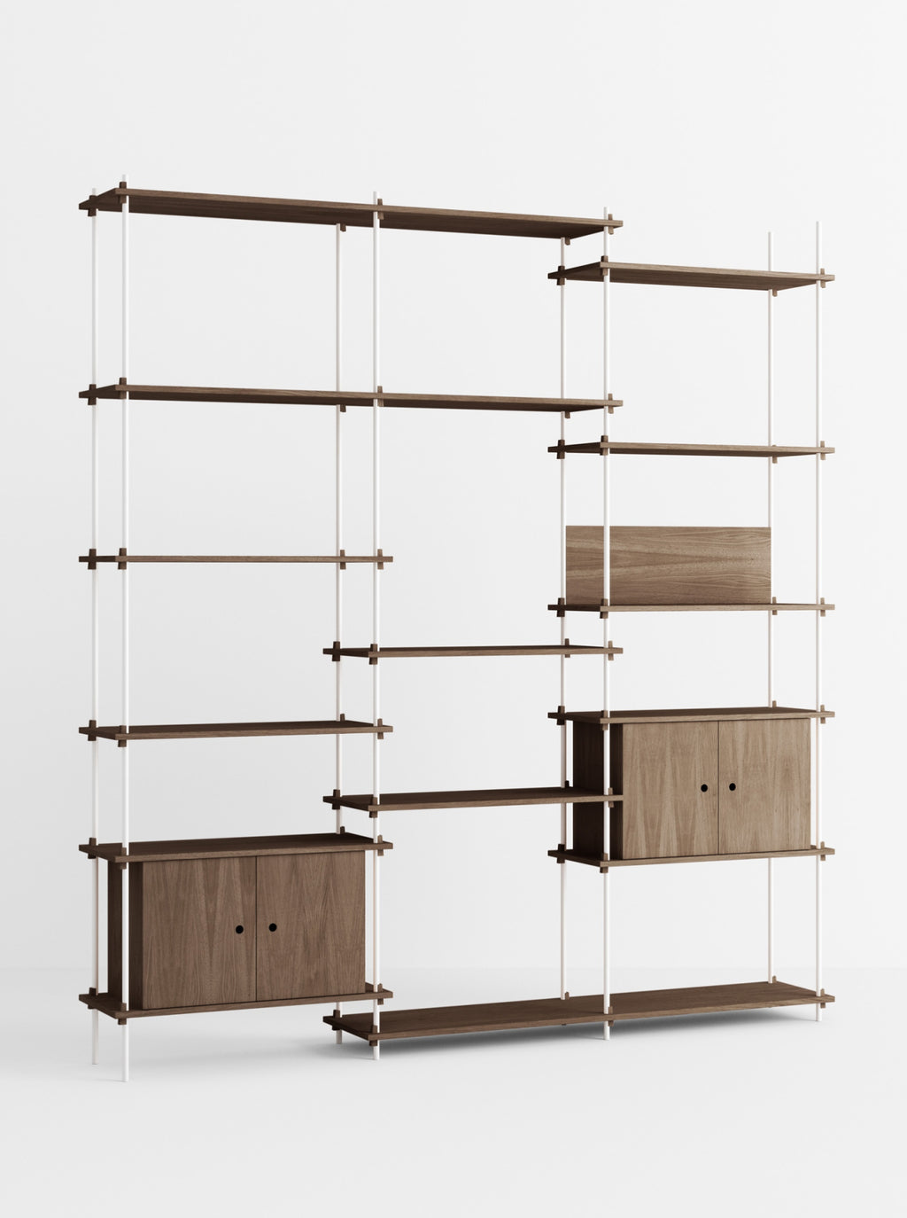 Customizable Moebe Shelving System in Smoked Oak & White - 255cm Height