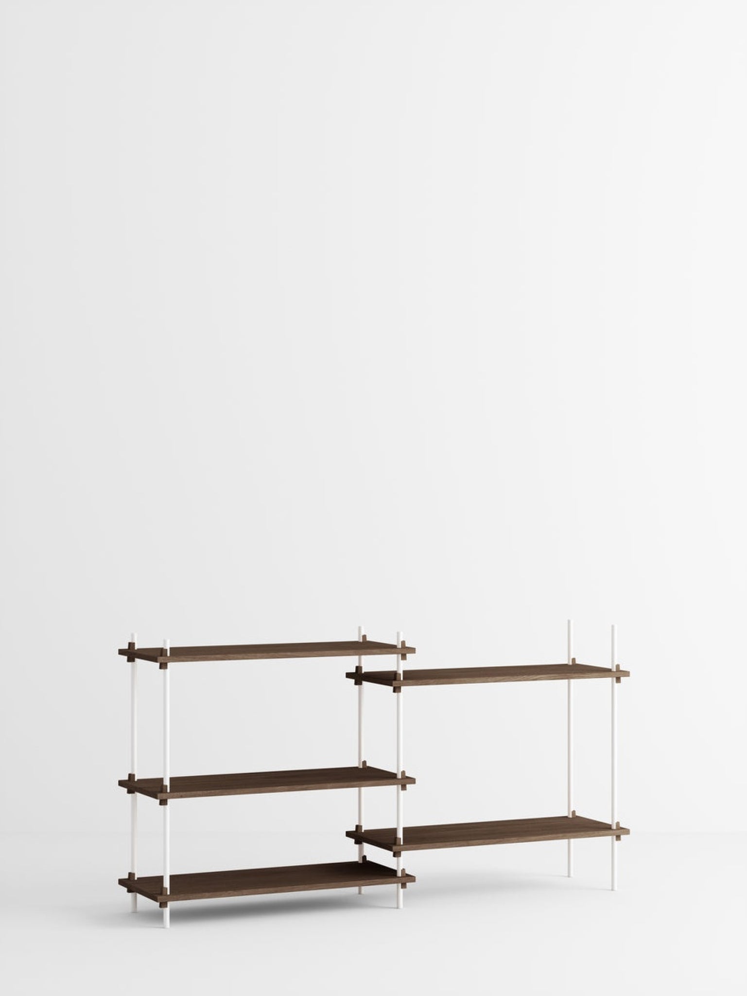 Customizable Moebe Shelving System in Smoked Oak & White - 85cm Height
