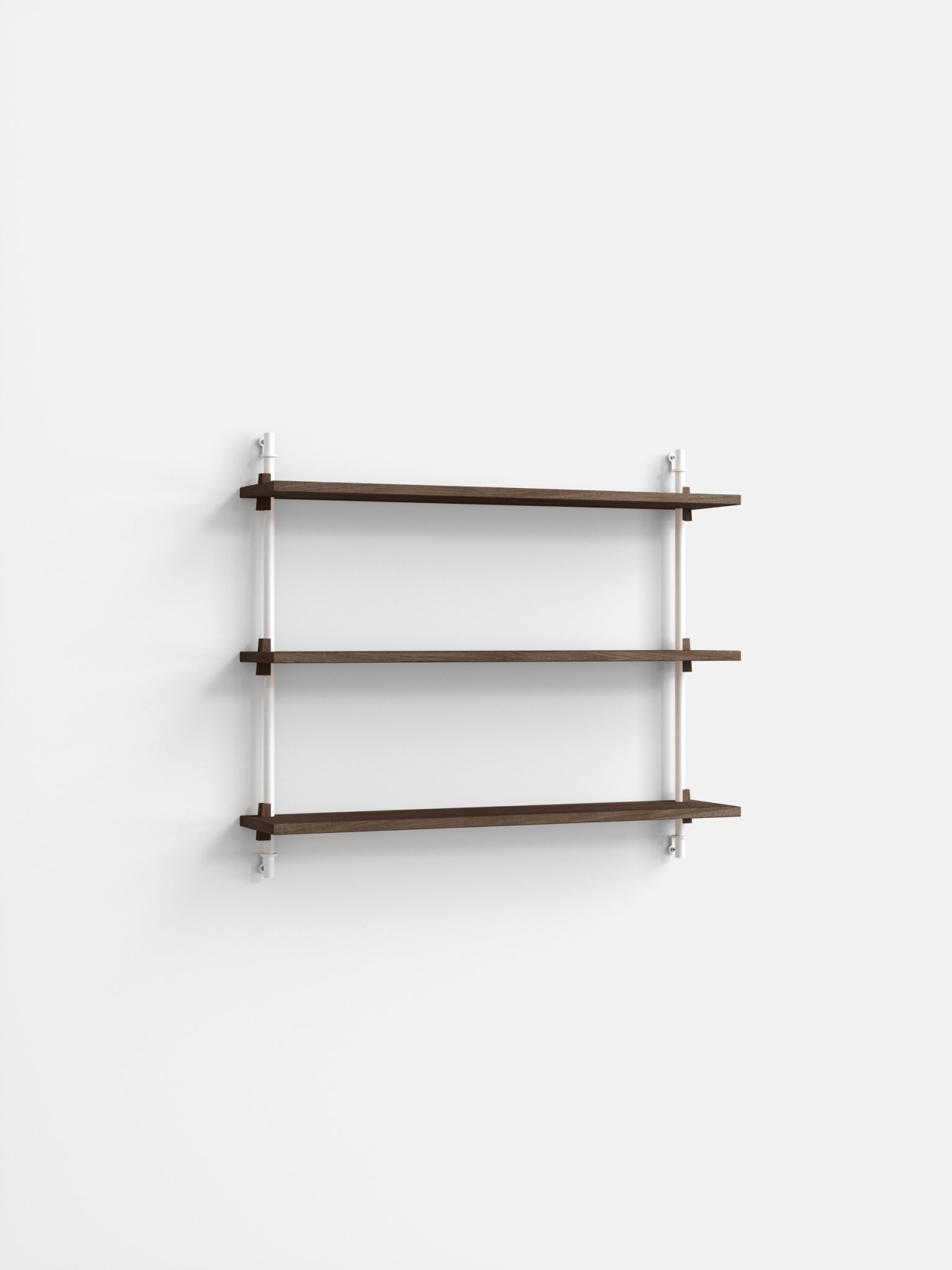 Adjustable Moebe Wall Shelving in Smoked Oak & White for Any Room