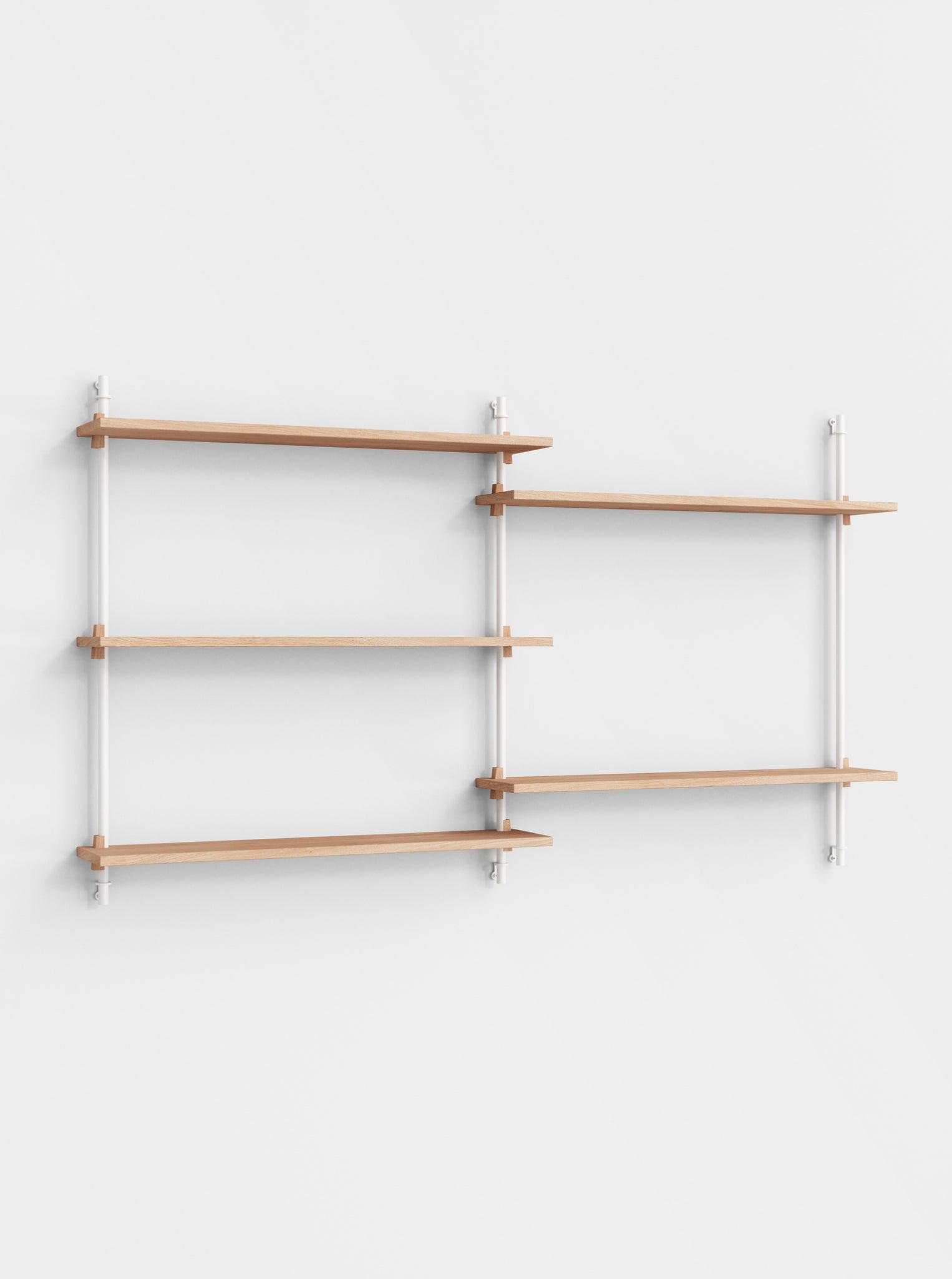 Customizable Moebe Wall Shelving WS.85.2 in Oak/White for Any Room