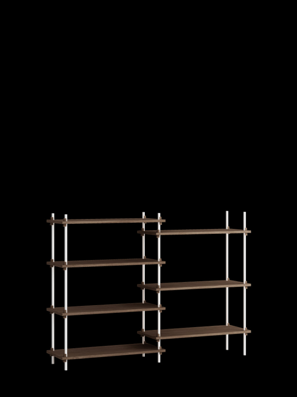 Customizable Moebe Shelving System in Smoked Oak & White - 115cm Height