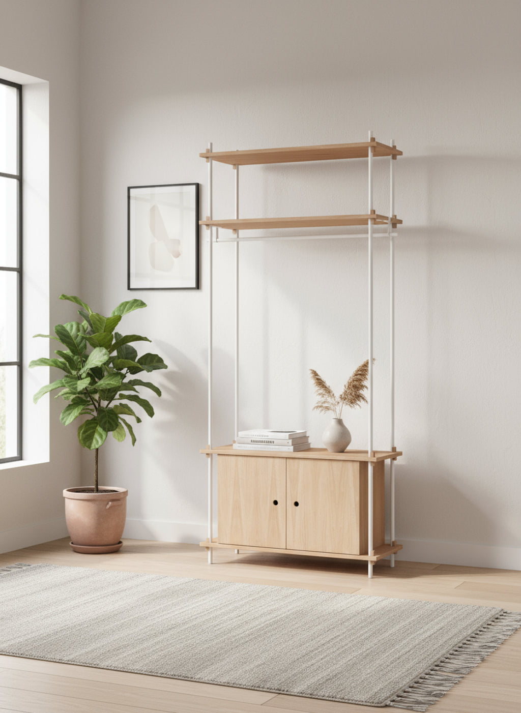 Customizable Moebe Shelving System in Oak/White - Versatile & Stylish Design