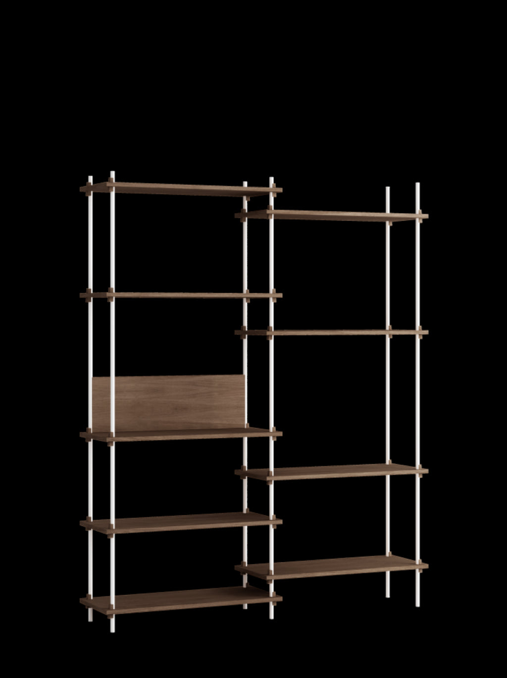 Customizable Moebe Shelving System in Smoked Oak & White - 200cm High