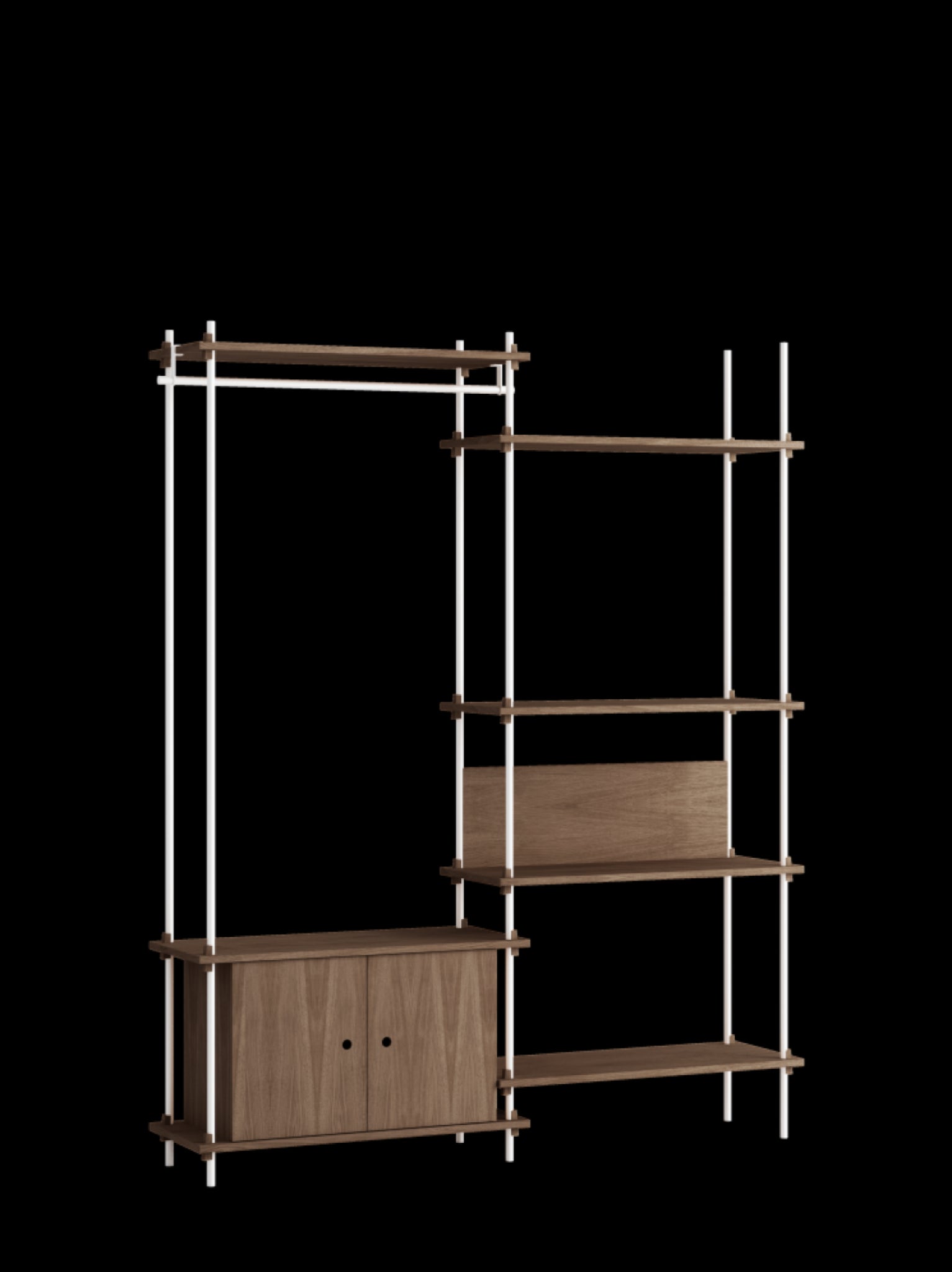 Customizable Moebe Shelving System in Smoked Oak & White - 200cm Height