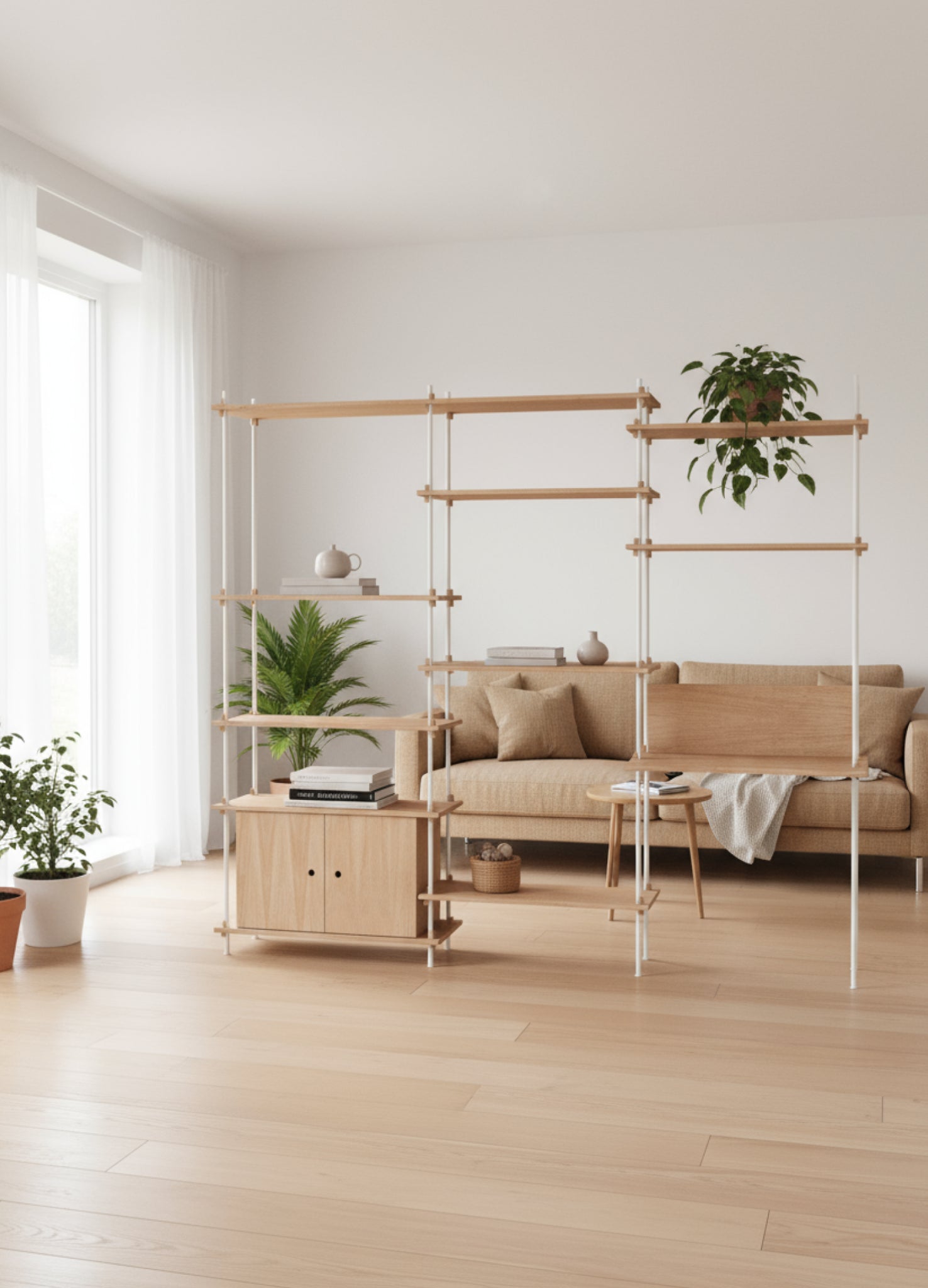 Customizable Moebe Shelving System S.200.3.D in Oak/White - Versatile Design