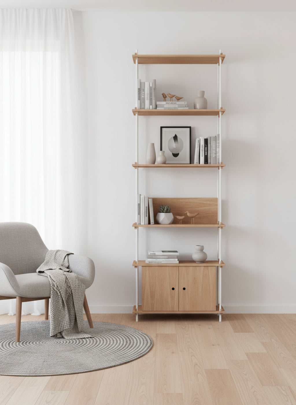 Customizable Moebe Oak/White Shelving System - Versatile & Stylish Design